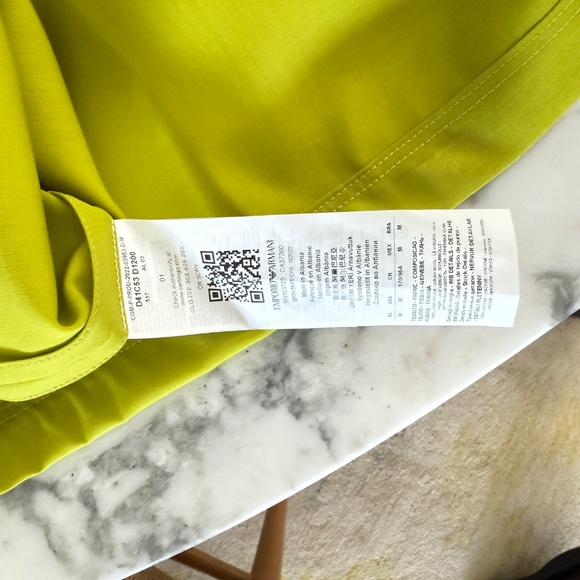 Emporio Armani Neon Lime Green D41C53 100% Virgin Wool Short Sleeve T-shirt - Picture 10 of 10